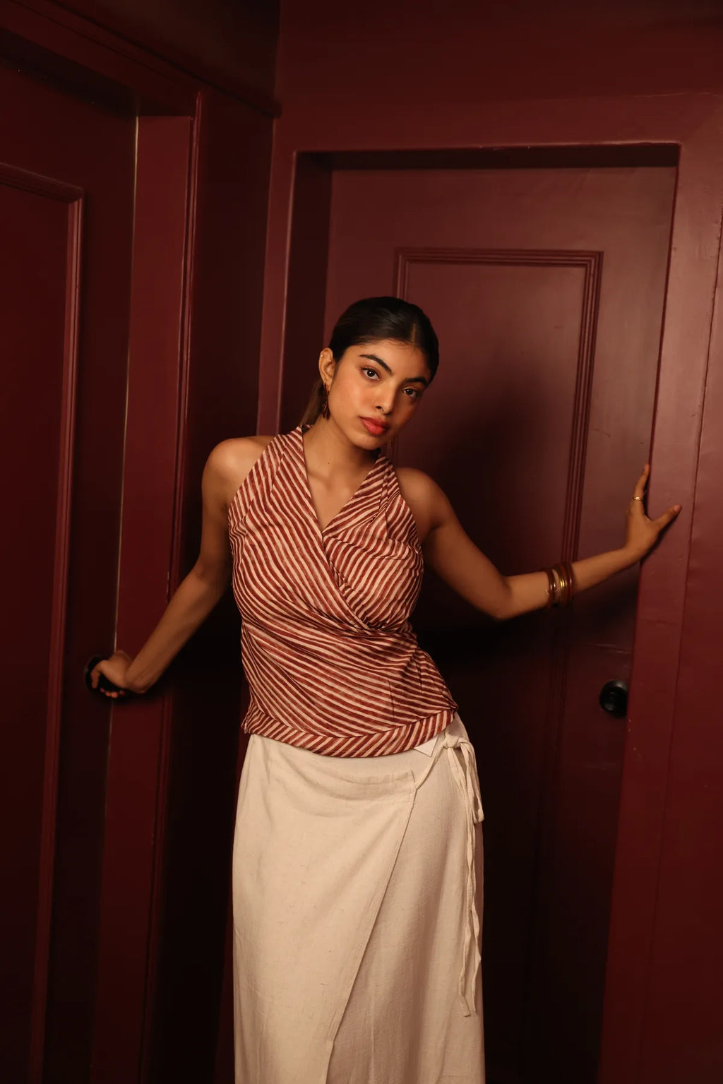 Red Riva Wrap Top