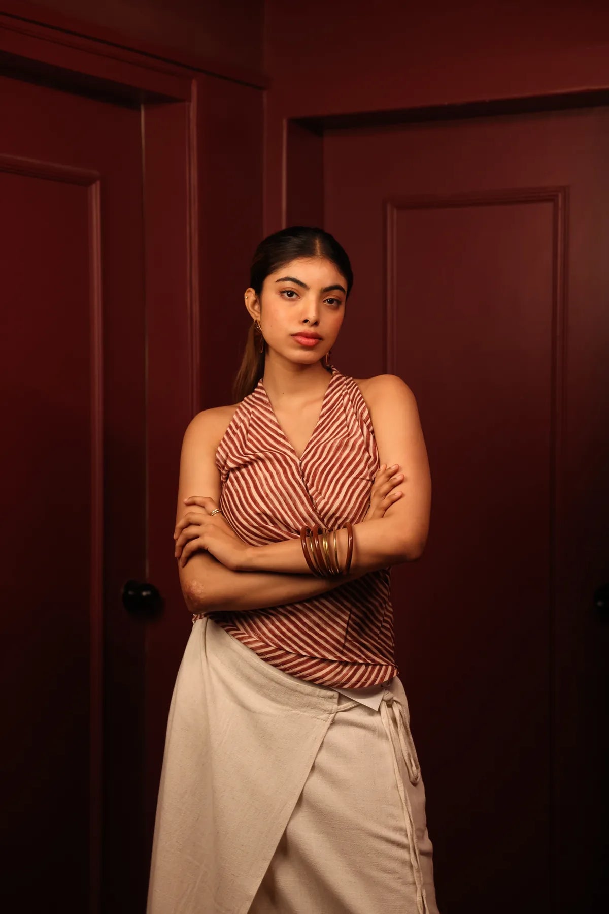 Red Riva Wrap Top
