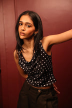 Black Cleo Polka Top