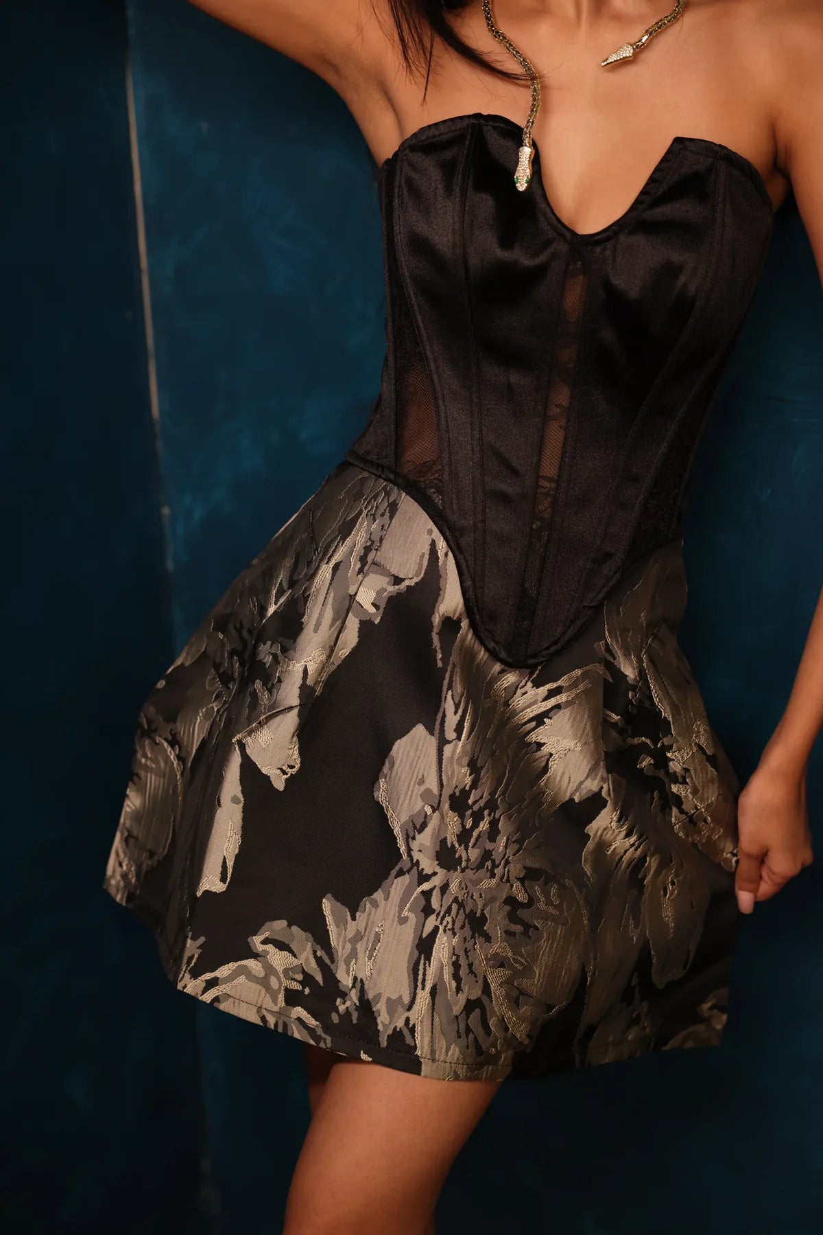 Black Posy Printed Skirt