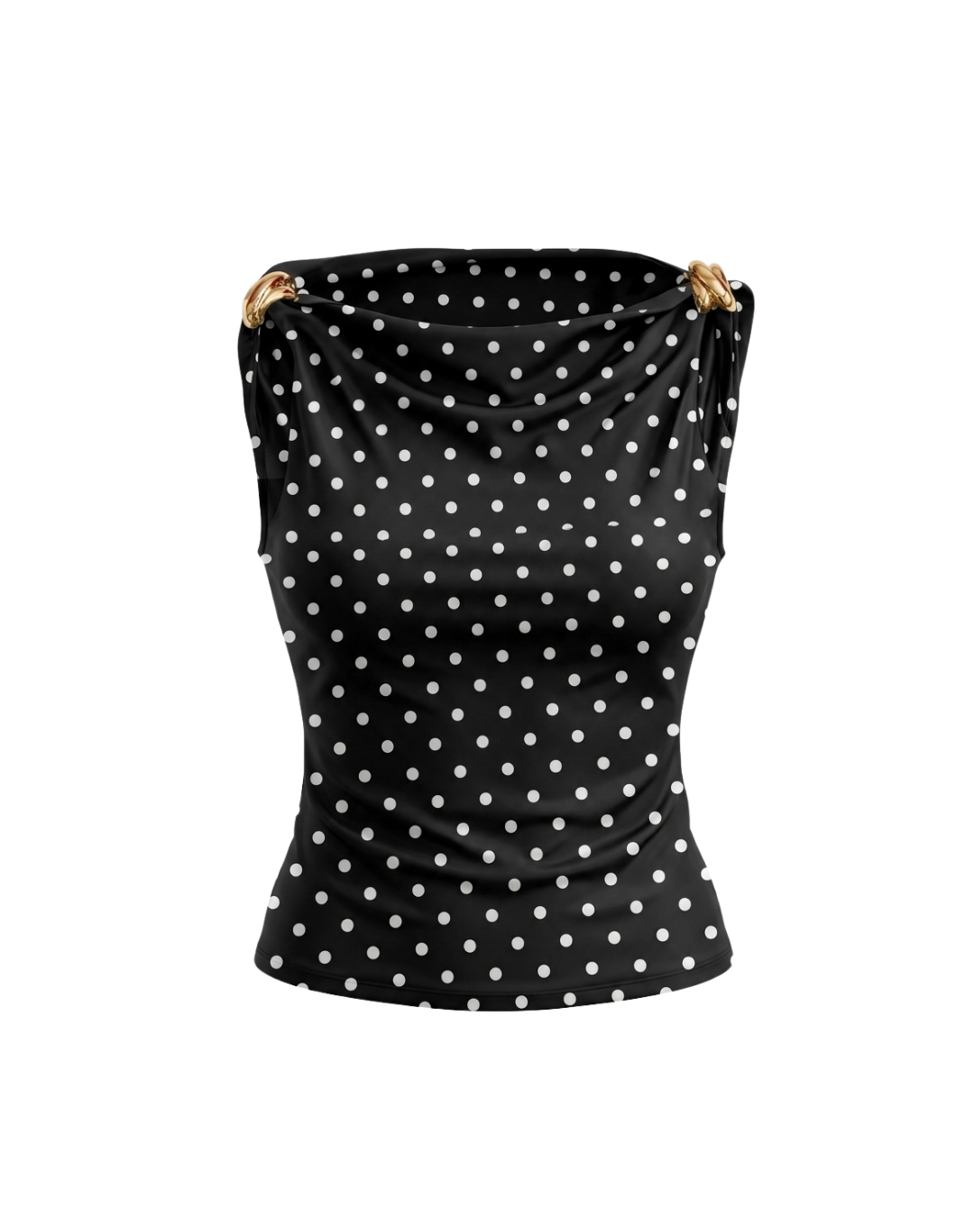 Black Cleo Polka Top