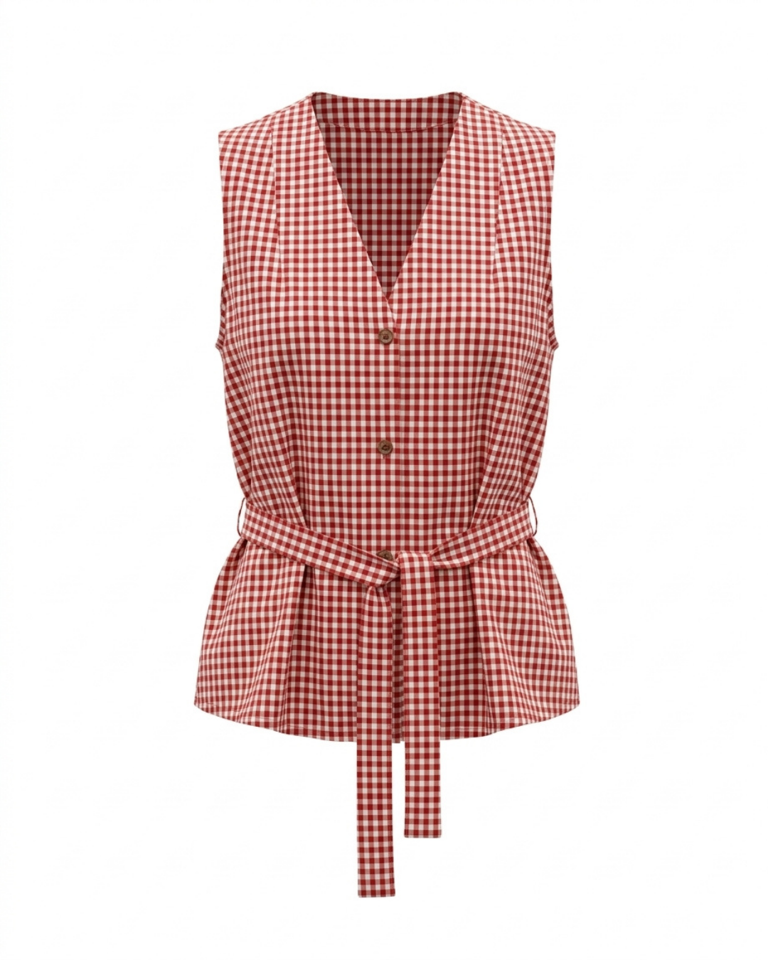 Red Mara Check Waistcoat