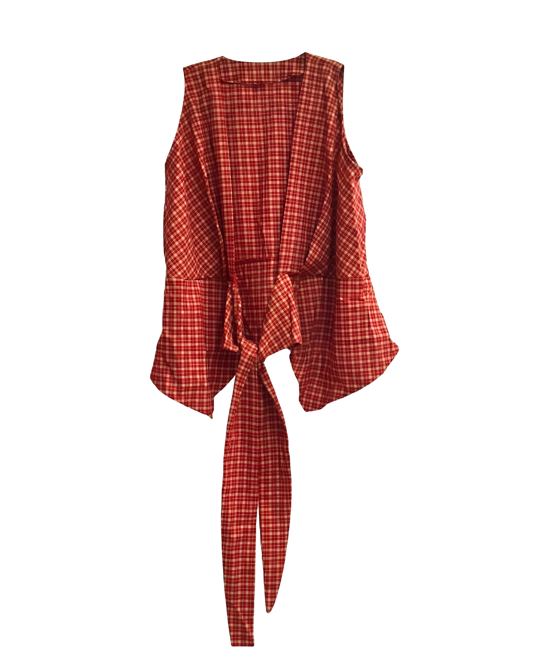 Red Cora Tie-Front Top