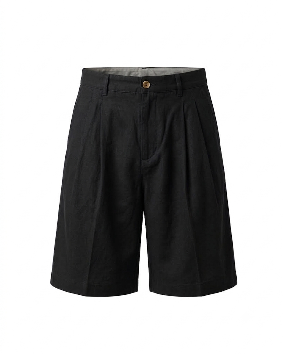 Black Vale Pleated Shorts