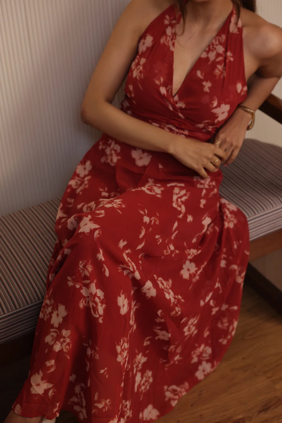 Red Rosa Halter Dress